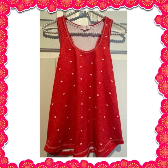 PJ Salvage Tops - PJ Salvage tank top - red orange w/white hearts - small - gently used. BOGO